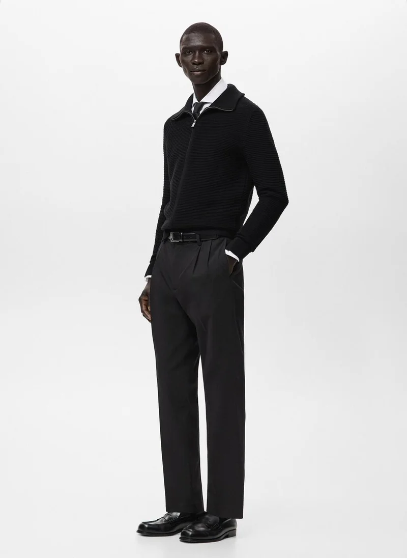Mango Man  Structured knitted cardigan with zip for Men | Best Price UAE